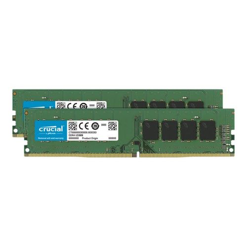 Crucial - DDR4 - kit - 32 Go: 2 x 16 Go - DIMM 288 broches - 2666 MHz / PC4-21300 - CL19 - 1.2 V - mémoire sans tampon - non ECC
