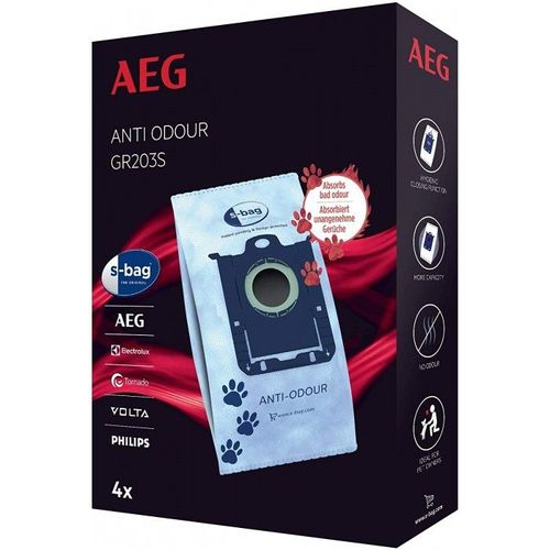 Lot De 4 Sacs Gr203s Anti-Odeur Pour Animal De Compagnie Destinés Aux Aspirateurs Traineaux Aeg, Philips, Tornado, Electrolux.