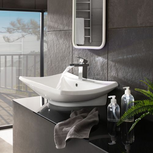 Tectake Lavabo Vasque De Salle De Bain A Poser Design En Ceramique 60 Cm X 44 Cm X 16 Cm Blanc Rakuten