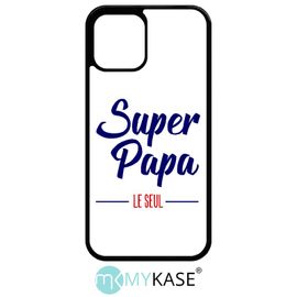 Coque Pour Iphone 12 Pro - Super Papa Le Seul Fond Blanc - Noir