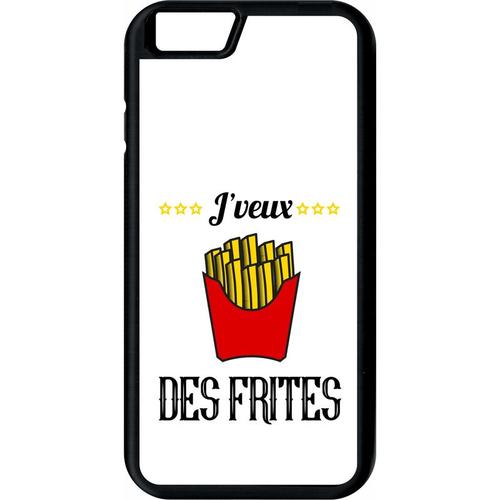 Coque Pour Iphone 6s - Jveux Des Frites Fond Blanc - Noir