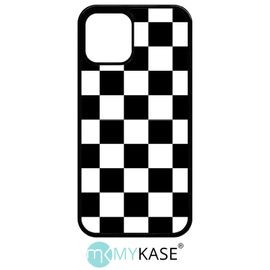 Coque Pour Iphone 12 Pro - Carr Noir Et Blanc Damier - Noir