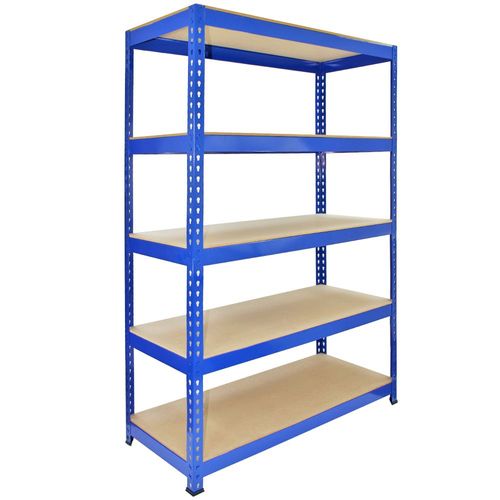 Monster Racking - 5 Rayonnages Q-Rax En Acier Sans Boulons Bleus 120cm X 50cm X 182,5cm