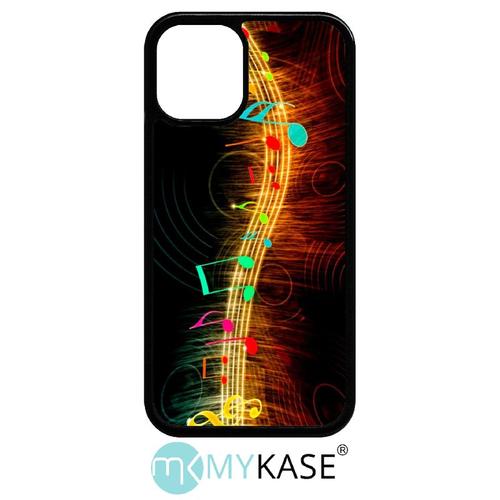 Coque Iphone 12 Mini - Musique Note Multicolor - Noir