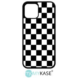 Coque Pour Iphone 12 Pro - Dammier Noir Et Blanc - Noir