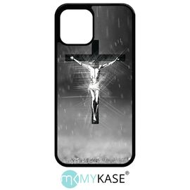 Coque Pour Iphone 12 Pro - Jésus Croix Noir Et Blanc - Noir
