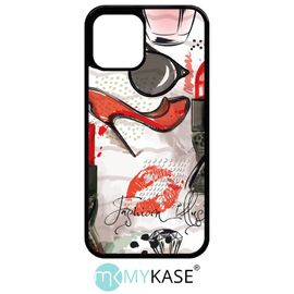 Coque Pour Iphone 12 Pro - Motif Girly Fond Blanc - Noir