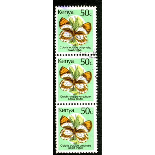 Trois Timbres Oblitérés Kenya, Colotis Euippe Omphale, Bawa Dimu, 50c