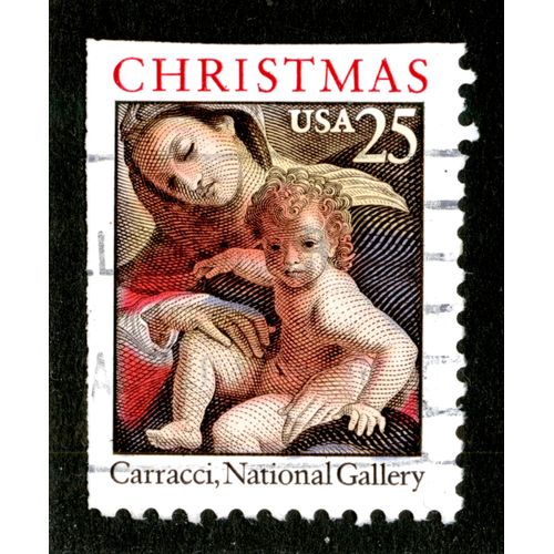 Timbre Oblitéré Usa, Christmas, Carracci, National Gallery, 25