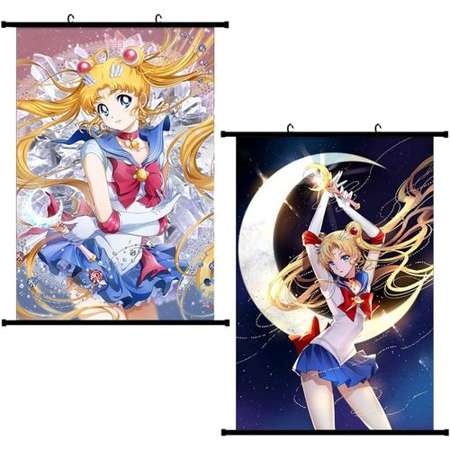Sailor Moon Poster Imprimé Sur Tissu, 2 Pcs Anime Wall Scroll Manga Japonais Décoration Décoration De Chambre À Thème One Piece, 40 X 60 Cm