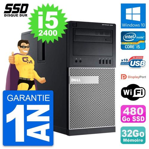 PC Tour Dell OptiPlex 990 Intel Core i5-2400 RAM 32Go SSD 480Go Windows 10 Wifi