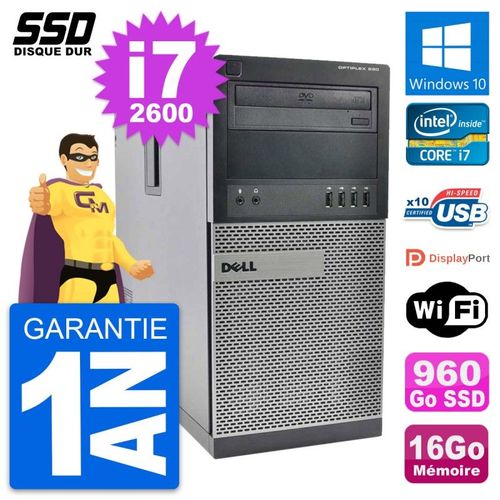 PC Tour Dell OptiPlex 990 Intel Core i7-2600 RAM 16Go SSD 960Go Windows 10 Wifi