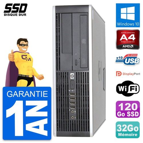 PC HP 6305 Pro SFF AMD A4-5300B RAM 32Go SSD 120Go Windows 10 Wifi