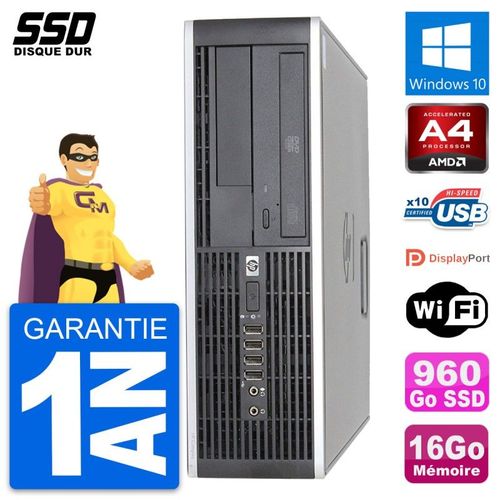 PC HP 6305 Pro SFF AMD A4-5300B RAM 16Go SSD 960Go Windows 10 Wifi