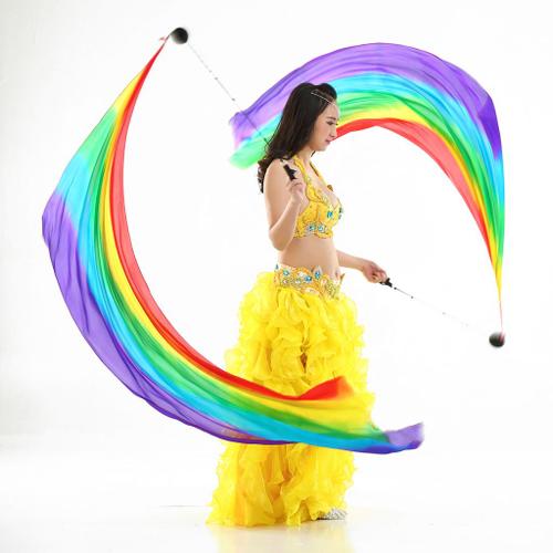 Voile de Soie Poi Streamer Boules Lancées Danseur Du Ventre Scène  Performance Accessoires Danse Du Ventre Costume Accessoire arc en ciel