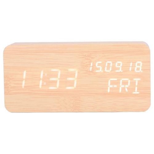 Atyhao Réveil LED Réveil numérique LED Réveil en bois Contrôle du son 3 Réglage de la luminosité pour le bureau du salon.
