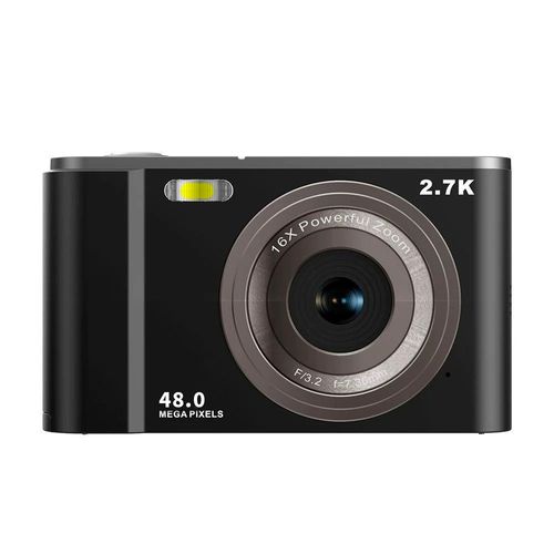 Appareil photo numérique 2,7K 48MP 1080P, zoom 16x, anti-tremblement, reconnaissance faciale Le noir