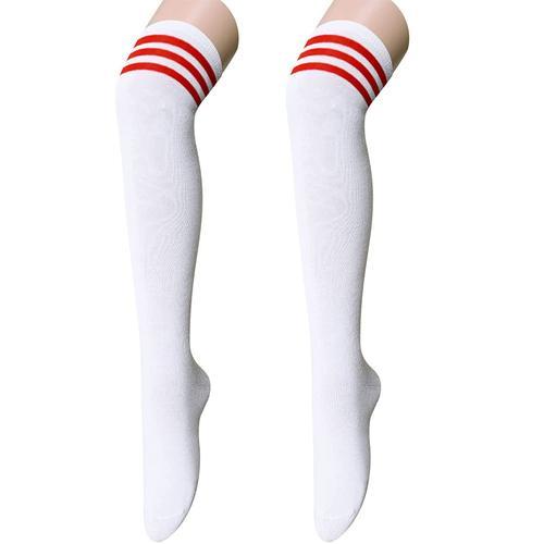 Chaussettes Hautes Blanches À Rayures Rouges L