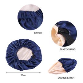 Bonnet de nuit en satin Double couche pour femmes, bande élastique de haute  qualité