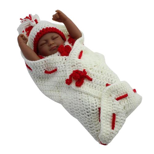 Poupée Nouveau-Né 11 ''poupée Rea Touch En Silicone Poupée Reborn African American Baby Doll