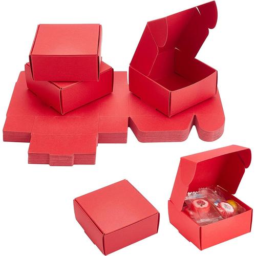 Rouge Rouge PandaHall 30pcs Petite boîte Cadeau Rouge, Boîte de Papier Kraft de Mariage 6,5x6,5x3cm Boîte à Savon Cube Pliable pour Petit Cadeau, Mariage, Anniversaire, Noël