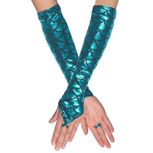 Gants Longs De Sirène Bleus Adulte