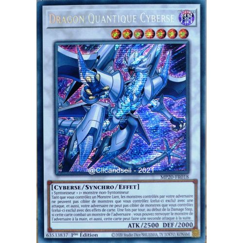 Carte Yu-Gi-Oh Mp20-Fr018 Dragon Quantique Cyberse Prismatic Secret Rare Neuf Fr