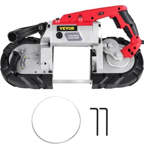 Scie à Ruban pour Métaux - VEVOR - Scie à Ruban Portable Électrique à Vitesse Variable pour Métaux 1100 W