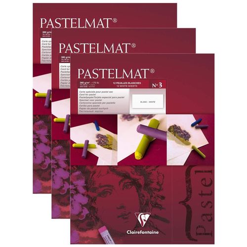 Clairefontaine Lot De 3 Blocs Pastel Pastelmat 360g 18x24 Blanc