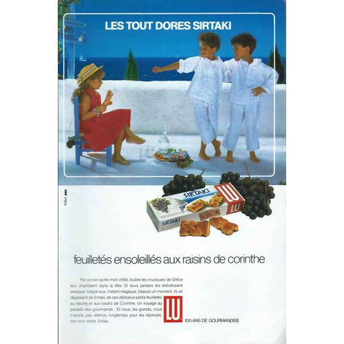 Publicité Papier - Lu, Biscuits Sirtaki De 1986