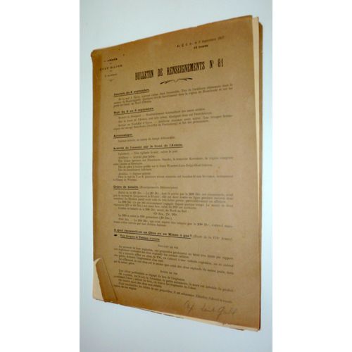 Ww1, 1 Ère Armée, État-Major Le 9 Septembre 1917, Bulletin De Renseignements N°81, Tableau Récapitulatif Des Engins Spéciaux De L'armée Allemande