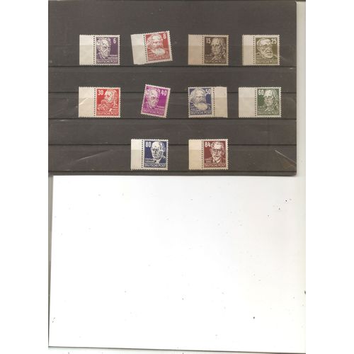 10 Timbres Neufs Célébrités Allemandes Allemagne Orientale 1948