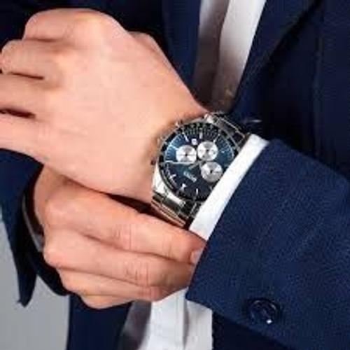 Montre Homme Hugo Boss Hb1513653 Companion Chronographe Cadran Bleu Ton Argent