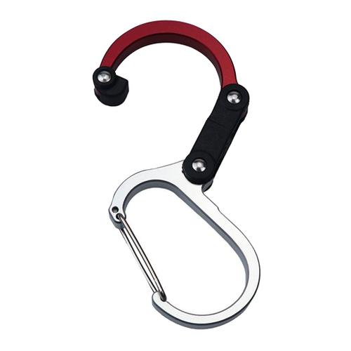 Mousqueton Portable Clips crochets cintre (18kg) pour accrocher sac à main/ sac de sport sur les tables, d-ring, porte-clés, mousquetons de voyage  rouge