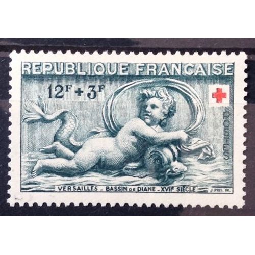 Croix Rouge 1952 - Motifs Bassin Diane 12f+3f Vert (Superbe N° 937) Oblitération Très Légère - Cote 6,00 - France Année 1952 - Brn83 - N30569