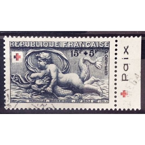 Croix Rouge 1952 - Motifs Bassin Diane 15f+5f Bleu Foncé (Superbe N° 938) Bord De Feuille Obl - Cote 6,00 - France Année 1952 - Brn83 - N30570