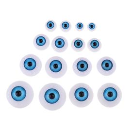 16 pièces en plastique demi-ronds yeux bleus Globes Oculaires pour poupée ours 