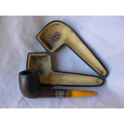 Ww2 Angleterre Pipe Anglaise Du Fumeur " Bloomfield " Dans Son Étui En Cuir