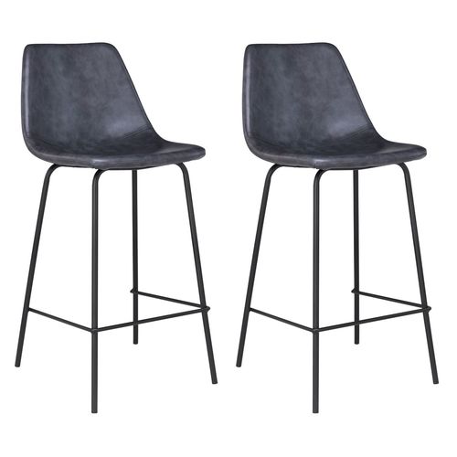 Lot De 2 Tabourets De Bar Vintage Lucien Gris Foncé - Hauteur D'assise 65cm