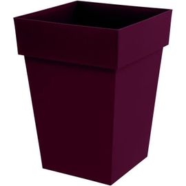 Eda Pot De Fleur Carré Mi-Haut Toscane - Volume 51 L - 39 X 39 X H.53 Cm - Rouge Bourgogne