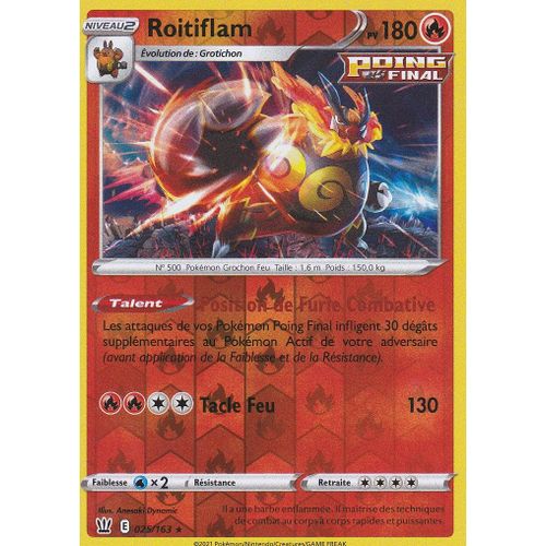 Carte Pokemon - Roitiflam - Holo-Reverse - 025/163 - Épée Et Bouclier 5 - Styles De Combat - Eb5 - Vf