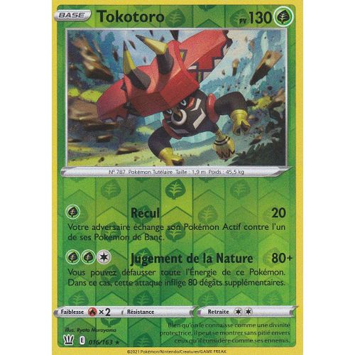 Carte Pokemon - Tokotoro - Holo-Reverse - 016/163 - Épée Et Bouclier 5 - Styles De Combat - Eb5 - Vf
