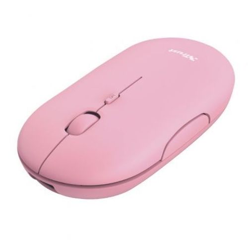Trust Puck - Souris - droitiers et gauchers - optique - 4 boutons - sans fil - Bluetooth, 2.4 GHz - récepteur sans fil USB - rose