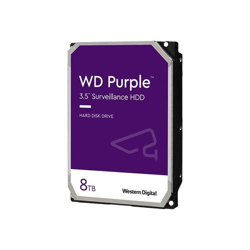 WD Purple WD81PURZ - Disque dur - 8 To - interne - 3.5" - SATA 6Gb/s - 5400 tours/min - mémoire tampon : 256 Mo
