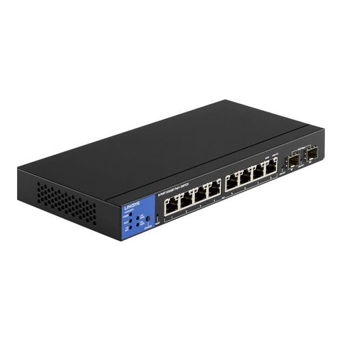 Linksys LGS310MPC - Commutateur - Géré - 8 x 10/100/1000 (PoE+) + 2 x Gigabit SFP (liaison montante) - de bureau - PoE+ (110 W)