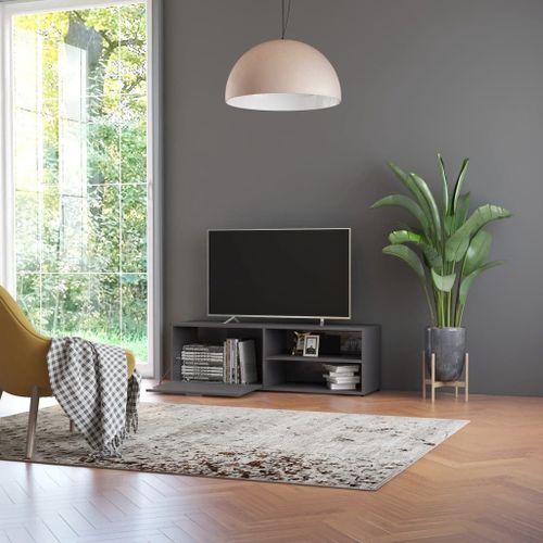Meuble Tv Gris Brillant 120x34x37 Cm Aggloméré