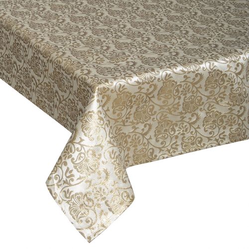 Nappe Rectangulaire À Impression Baroque - 140 X 360 Cm - Dorée