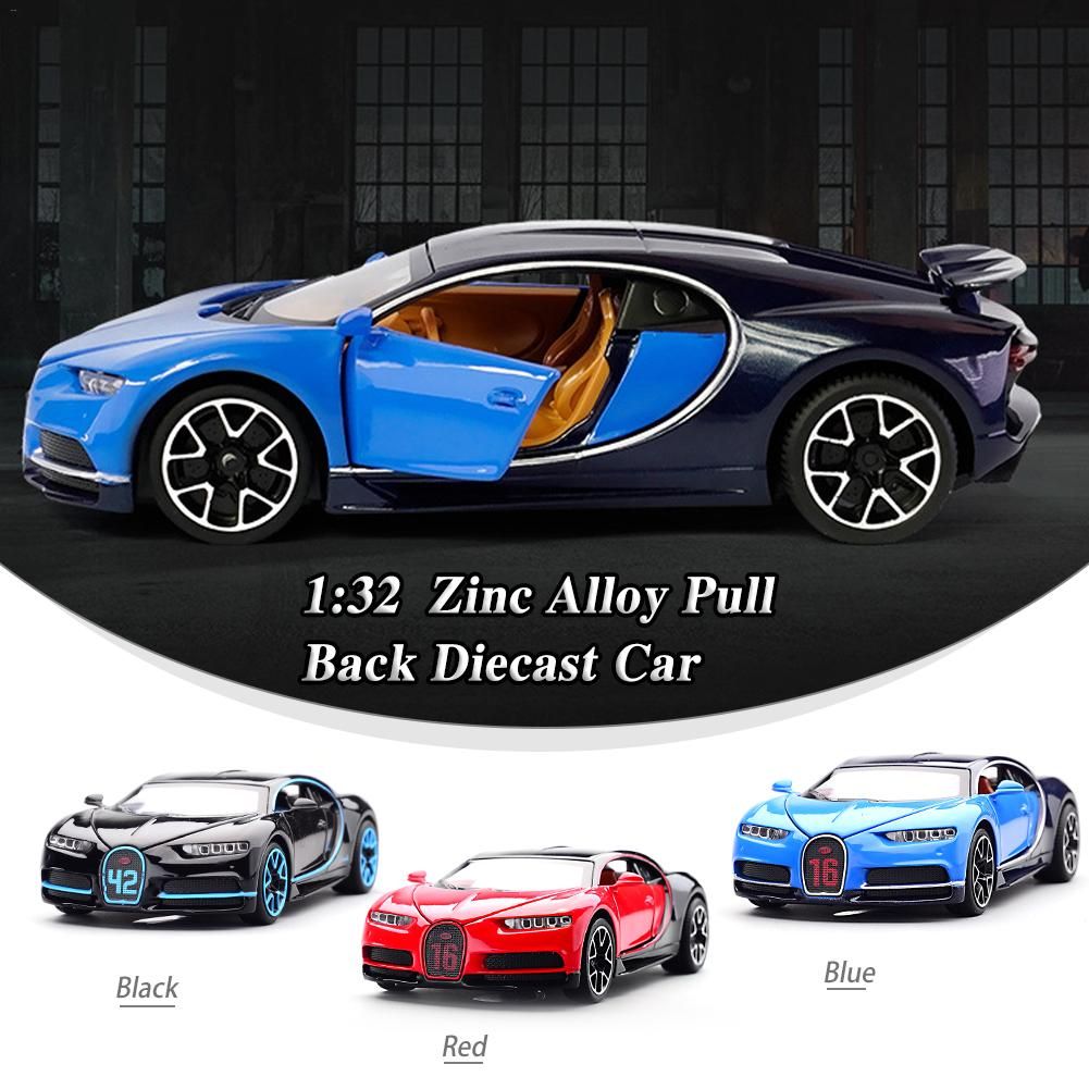 1Pcs 1:32 Bugatti Chiron en alliage de zinc Pull Back de modèles de voitures 