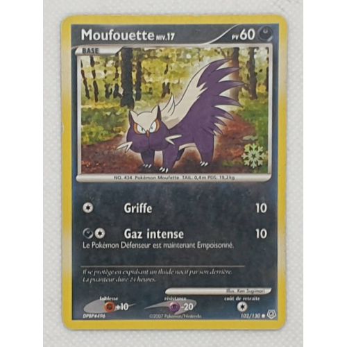 Carte Pokémon De Base 2007 Moufouette Niv. 17 Pv 60 N° 102/130 Avec Flocon Or