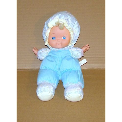Poupée De Chiffon En Tissus Rayé Bleu Nicotoy Ancien Peluche Doudou Fille Pouet Tissus Décoré Fleurs 39 Cm